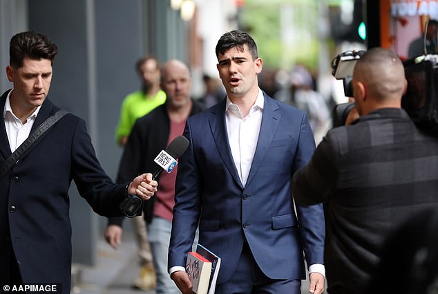 The Nazi salute is illegal in Victoria and Hersant (pictured arriving at court on Friday) is the first person to be charged with publicly performing the action.