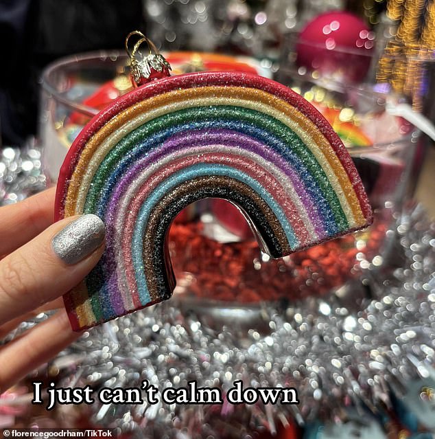 A pink disco ball represents the song Mirrorball from their Folklore album and a rainbow flag represents their Lover song, 'You Need to Calm Down', for £16.