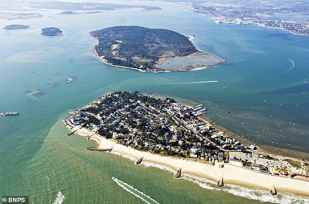 An aerial view of the sandbanks at Poole, Dorset