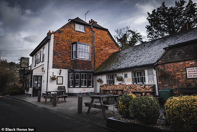 Laura recommends stopping for lunch at the Black Horse Inn, pictured, in the nearby village of Thurnham.