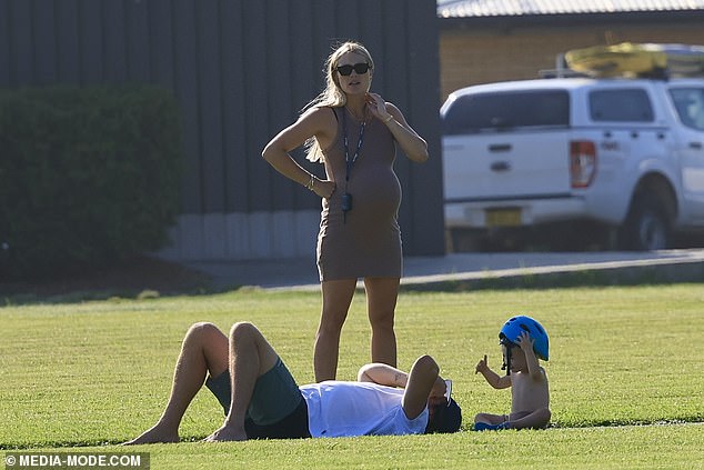 All the fun proved too much for Josh, who was seen lying in the middle of the park, taking a well-deserved break while Sunny and Elyse watched.