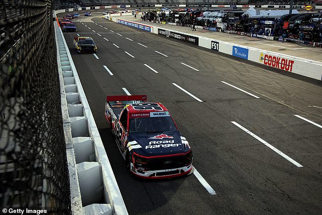 Ty Majeski, driver of the No. 98 Ford Road Ranger, drives during the NASCAR Craftsman Truck Series Zip Buy Now, Pay Later 200 at Martinsville Speedway on Nov. 1.