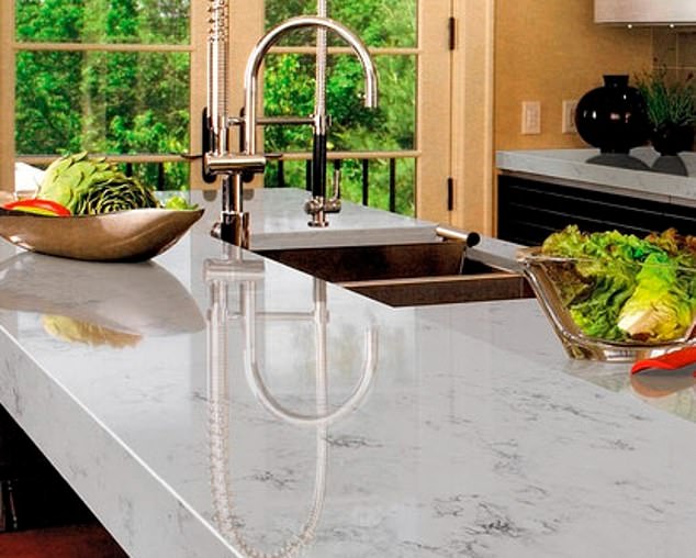 Researchers warn that when quartz countertops are cut, silica dust is released, which can harm people's lungs (stock)