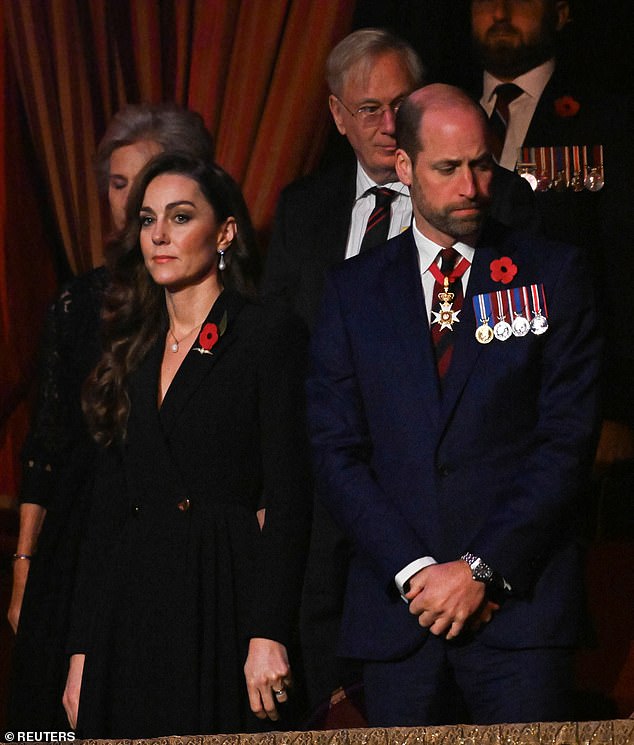 The Prince and Princess of Wales attended Saturday night's Festival of Remembrance at London's Royal Albert Hall ahead of today's commemorations.