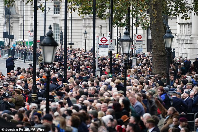 Crowds have flocked to the center of the capital to honor British war dead today.