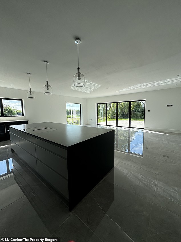 A view of the open plan kitchen before The Property Stagers transformed it