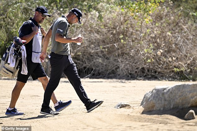 The desert area on the 15th hole was a problem for many players on Friday (pictured)