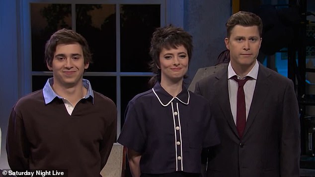 Marcello Hernández, Sarah Sherman and Colin Jost smiled through the cold open as they praised Trump