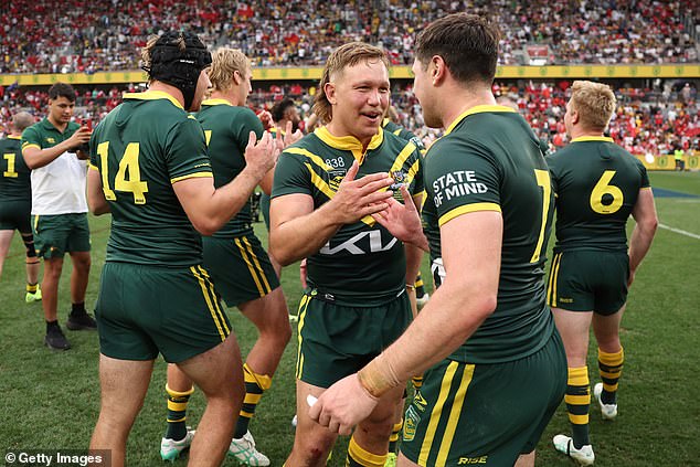 The Kangaroos celebrated on the field at full time after making amends for their huge loss against New Zealand in last year's final.