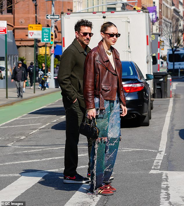 Cooper and Hadid have been together for just over a year after first being linked in October 2023. The couple has remained silent about their relationship (pictured in New York City in February).