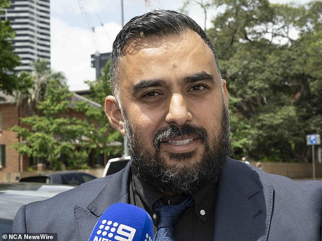 Lawyer Javid Faiz is pictured speaking to reporters outside court on Sunday.