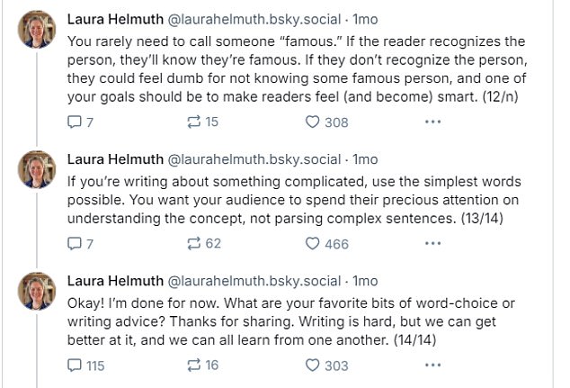 Helmuth has previously gone viral for his ultra-progressive posts, including a long thread in which he scolded writers for using health terms like 