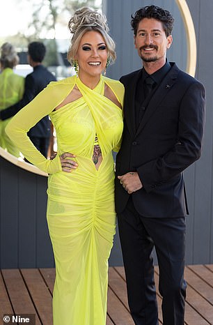 The Block's Kylie showed off her incredible weight loss when she returned to the show with husband Brad on Sunday night for auction day. In the photo of Kylie and Brad at the beginning of the series, on the left, and on Sunday, on the right.