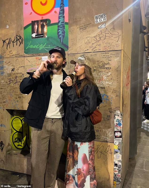 The couple took to the streets of Florence in Tuscany to celebrate their engagement