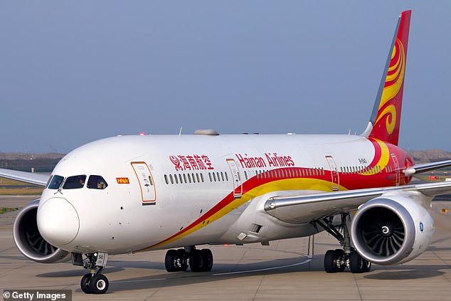 The engine of the Hainan Airlines Boeing caught fire on Sunday with 249 passengers and 16 crew members on board (file photo)