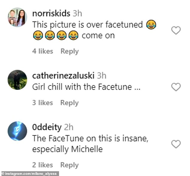 Multiple comments referred to the Facetune filtering application