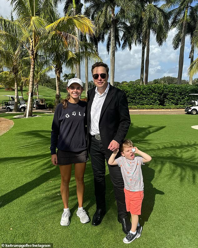 Elon Musk was also seen hanging out with the Trump family in Florida alongside Kai and his son.