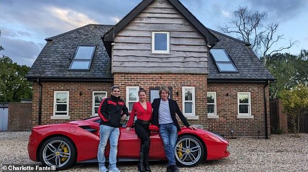 Posh flat: Charlotte pictured outside her home with Freddie Hunt, son of Formula One legend James Hunt, and TV presenter Ashique Tahir.