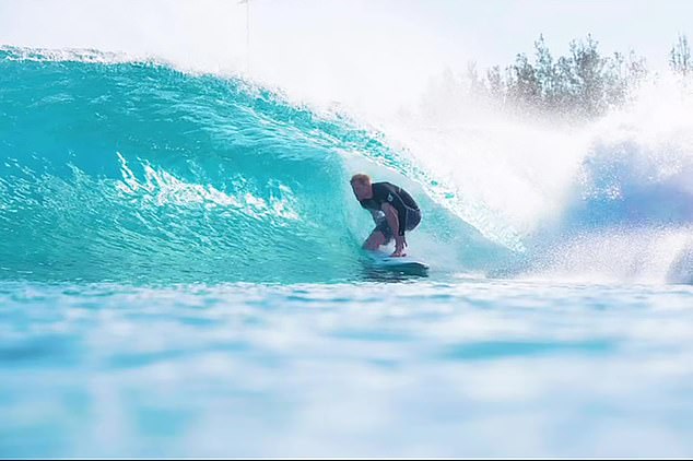 Prince Harry expertly riding a wave at a surf ranch in California. The footage surfaced last month.