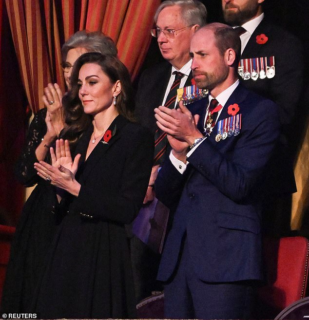 But for her most high-profile appearance since undergoing cancer treatment, the royal opted to wear Prince William's mother's ring, which features a 12-carat Ceylon sapphire surrounded by a cluster of 14 solitaire diamonds. set in white gold.