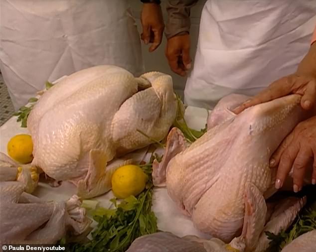 On the left is a classic supermarket turkey. On the left is a prepared wild turkey, which visibly has less meat.