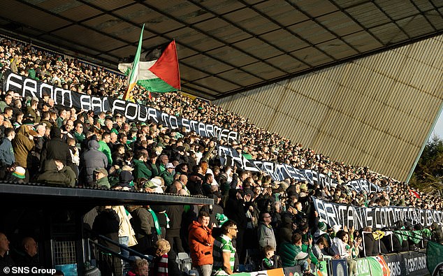 Before the start of Sunday, a large banner was also raised denouncing the 