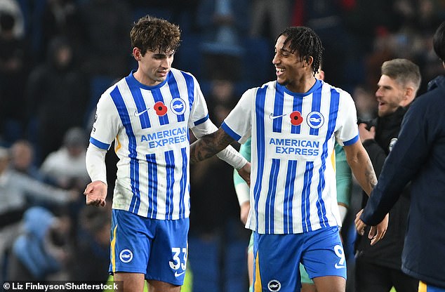 Brighton substitutes Matt O'Riley (left) and Joao Pedro (left) scored the Seagulls' goals.