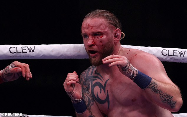 Martin McDonough bloodied during his match at Wolverhampton on Friday