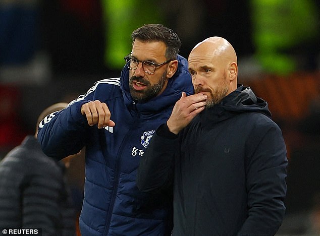 The caretaker manager has improved United's form since the sacking of Erik ten Hag (right)