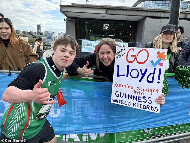 Praising the London public for their support, the mother-of-two said Lloyd was doing cartwheels and breakdancing as she completed the epic feat.