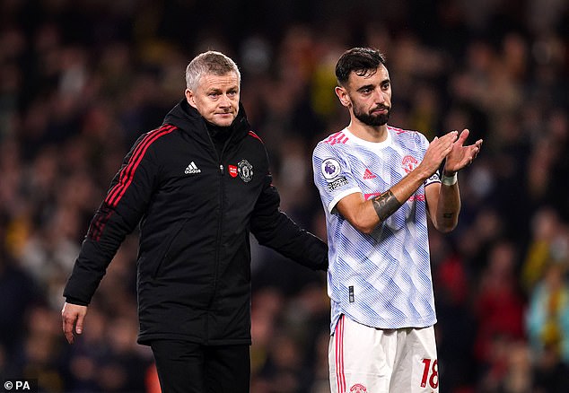 Solskjaer (pictured after his last game) was sacked in November 2021 after a defeat to Watford.