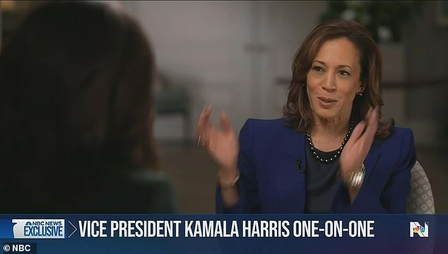 Kamala Harris being interviewed on NBC by Hallie Jackson