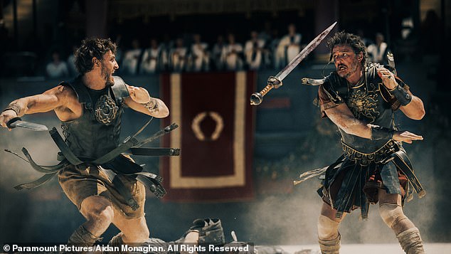 Lucius played by Paul and Marcus Acacius played by The Last Of Us star Pedro Pascal.