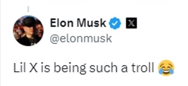 Musk said his son, X Æ A-12, pronounced ex-ash-ay-twelve, is being a 'troll' in the image by making a 'piggy face'.