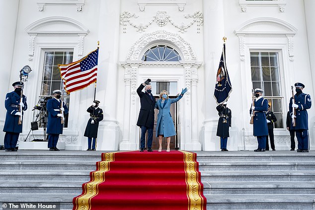 Joe and Jill Biden enter the White House on Inauguration Day 2021: The Trumps had already left and did not greet their successors