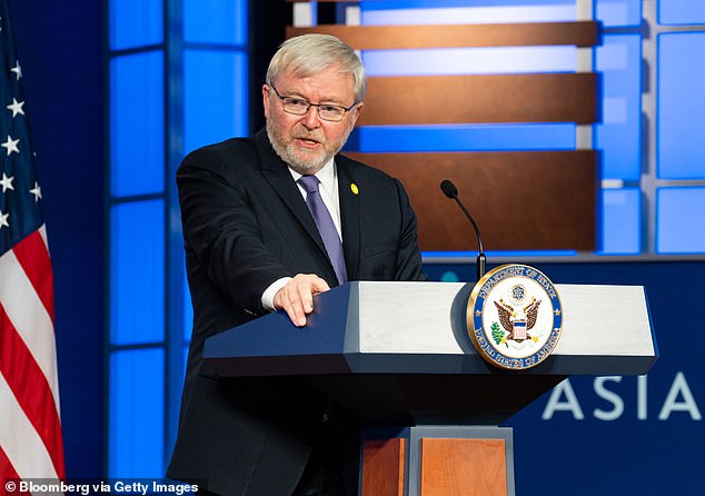 Rudd (pictured) was named US ambassador in 2022, despite calling Trump a 