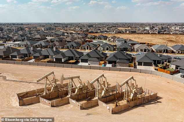 Oil is the name of the game in West Texas with these pumps located in the middle of a residential neighborhood in Midland, Texas.