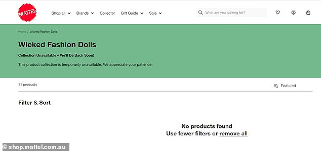 The dolls have been removed from the shelves of physical and online stores.