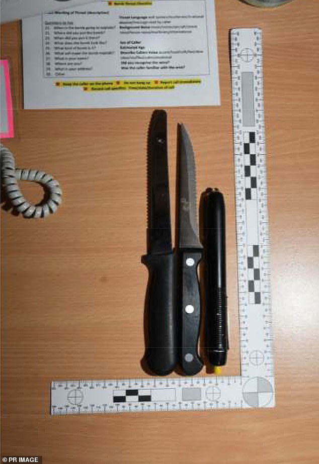 A photograph of two steak knives and a pen lamp at the Yallambee Lodge nursing home in the southern New South Wales town of Cooma has been tendered into evidence.