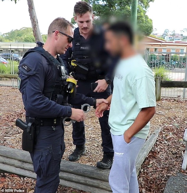 Pictured: The moment Wakeham was arrested when he arrived to train with the Manly Sea Eagles in May this year.