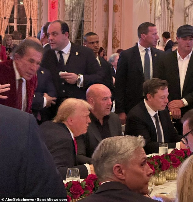 Steve Wynn, Elon Musk and Dana White joined Donald Trump in the VIP area of ​​the Mar-a-Lago ballroom in West Palm Beach as they watched the 2024 election results come in.