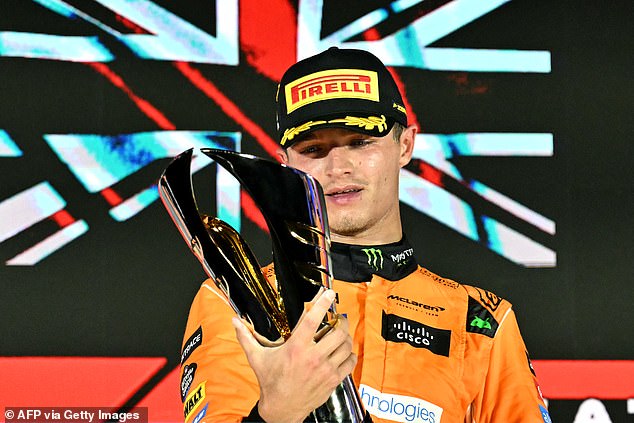 If Lawson had his way, the crowd would hear God Defend New Zealand when Lando Norris (pictured) or teammate Oscar Piastri took the checkered flag.