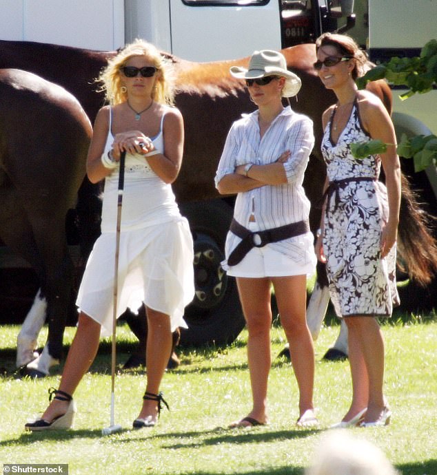 Chelsy Davy, Harry's ex-girlfriend, Zara, Princess Anne's daughter, and Kate, now Princess of Wales, watch a match at Tedworth Park Polo Club, Wiltshire, in 2006.