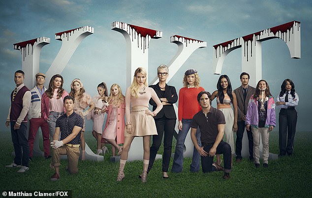 Scream Queens aired for two seasons on Fox from 2015 to 2016; Advertising still from Scream Queens.