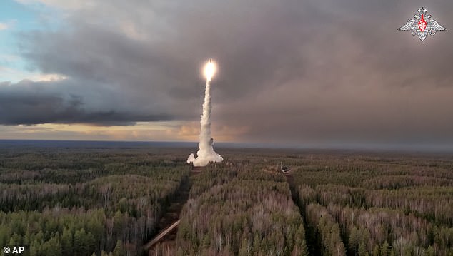 The exercises spanned Russia, with Yars ICBM launches from the Plesetsk cosmodrome in the northwest (pictured) to the Kura test range in Kamchatka in the far east.