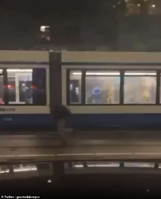 Fireworks were set off last night on an Amsterdam tram.