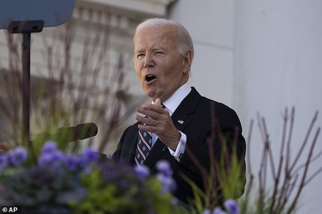 President Joe Biden speaks at the National Veterans Day celebration at the Memorial Amphitheater at Arlington National Cemetery.