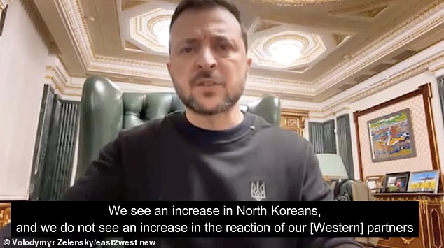 Ukrainian leader Volodymyr Zelensky accuses the West of ignoring the threat that 11,000 North Korean soldiers will begin confronting his forces in the war zone.