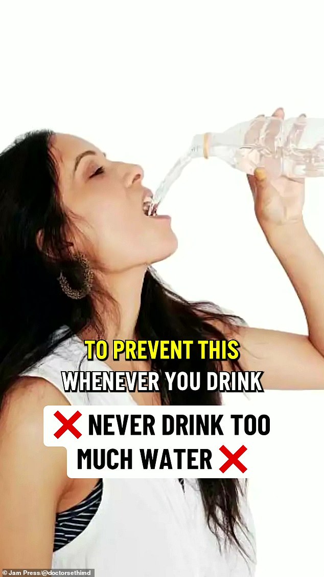 The 42-year-old explains that there is a condition called water intoxication, where excess water accumulates in the brain, which can be very dangerous.