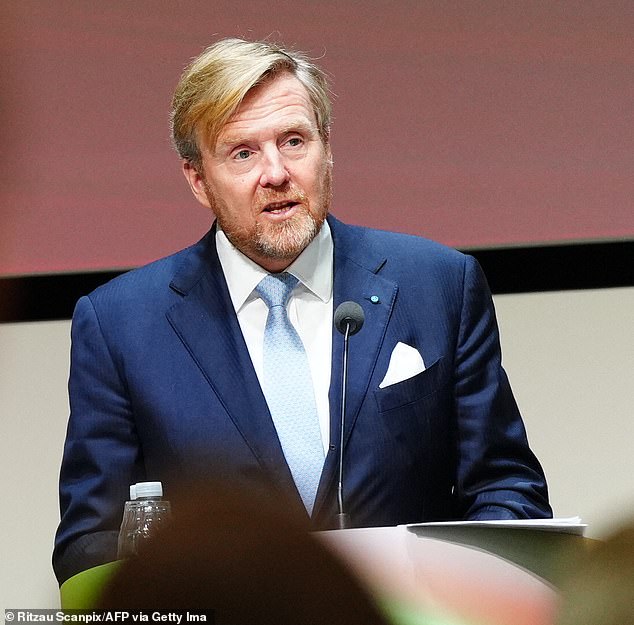 King Willem-Alexander of the Netherlands speaks during his visit to Danish industry in Copenhagen